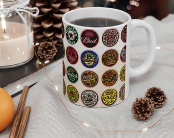 Beer Bottle Caps Mug, (11oz, 15oz)