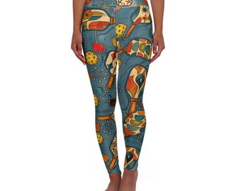 Retro Mid-Century Pickleball Leggings