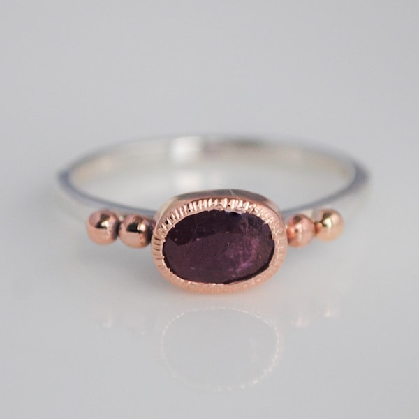 Ruby Ring- 14K Rose Gold And Argentium Silver