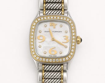 Reloj David Yurman de la colección Estate, de acero inoxidable y oro amarillo de 18 quilates con diamantes de 0,22 quilates.