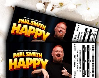 Paul Smith Project10ポスター Custom Paul Smith Happy Tour Laminated Ticket, Comedy Show