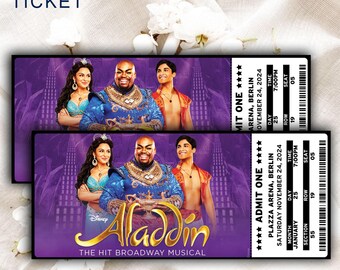 Personalized Laminated ALADDIN Theatre Ticket: Broadway Souvenir Keepsake