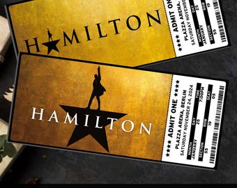 Entrada editable para Hamilton Broadway, regalo de teatro personalizado (descarga de Canva)