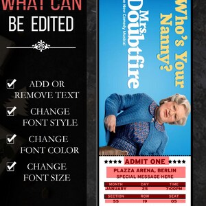 Mrs. Doubtfire Musical Ticket: Individuelles Broadway-Geschenk (Canva Download) Bild 3