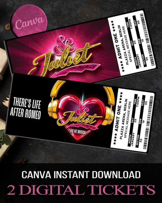 Printable & Juliet Broadway Ticket: Editable Souvenir Keepsake (Canva Digital Download)