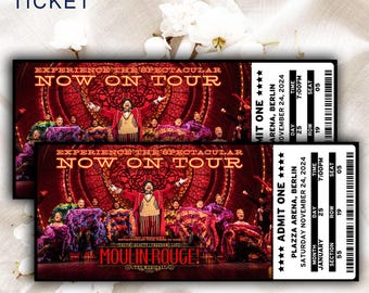 Physical Laminated MOULIN ROUGE Musical Theatre Ticket, West End Broadway Surprise Gift Reveal, Personalised Keepsake Physical Ticket