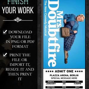 Mrs. Doubtfire Musical Ticket: Individuelles Broadway-Geschenk (Canva Download) Bild 4
