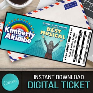 Druckbare Kimberly Akimbo Broadway Überraschungskarte, Kimberly Akimbo Musical Sammlerstück, Kimberly Akimbo Faux Event Eintritt Souvenir