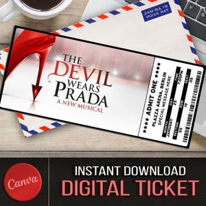 Druckbare Der Teufel Trägt Prada Broadway Surprise Ticket, Der Teufel Trägt Prada Musical Sammlerstück Theaterkarte, Musiktheater-Souvenir