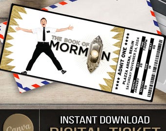 Book of Mormon Ticket: Broadway Souvenir Gift Reveal (Canva Download)