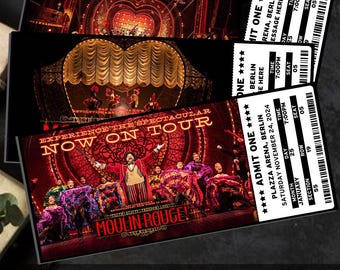 Personalized Moulin Rouge Ticket, Broadway Gift Reveal (Canva Download), 3 x Tickets Design