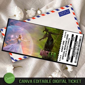 Druckbare WICKED für GOOD Geburtstag Überraschungsticket, WICKED Film 2025 Sammler Kinokarte, Wicked bearbeitbare Faux Event Souvenir