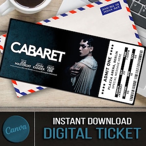 Printable Cabaret Broadway Surprise Ticket, Cabaret Musical Collectible Theater Ticket, Cabaret Editable Musical Theatre Faux Event Souvenir
