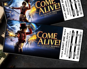 Editable Come Alive! The Greatest Showman Circus Spectacular Ticket, Personalized Gift Reveal, Editable Souvenir Keepsake, Digital Ticket