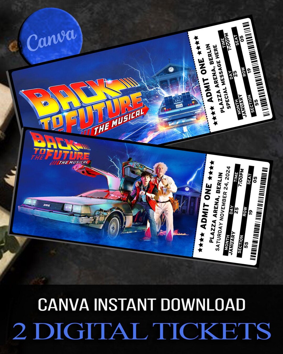 Back to the Future Musical Ticket, Personalized Gift Reveal (digital ...