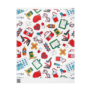 Healthcare Heroes Wrapping Papers, Medical Gift Wrap for Nurses and Doctors, Cute Doctor and Nurse Design, Medicine Theme, Hospital Thank
