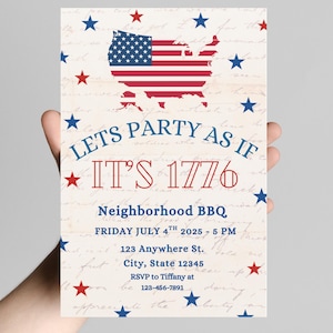 NUMÉRIQUE | 5 x 7 - Carton d'invitation 4 juillet - américain/patriotique