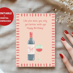 Carte d'anniversaire drôle, carte d'anniversaire pleine d'esprit, carte de voeux de blague, carte de vin, carte de voeux humoristique, carte d'anniversaire pour des amis