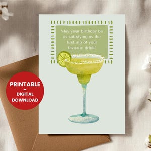 Margarita Geburtstagskarte, humorvolle Geburtstagskarte, Grußkarten, buntes Design, Witz Grußkarte, lustige Geburtstagskarte, sofortiger Download