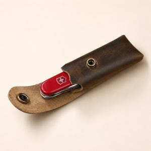 Personalized Leather Swiss Army Knife Sheath | Custom Multitool Belt Pouch | Handmade Full Grain Leather EDC Holster | Engraved Gift for Men