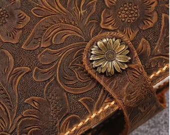 Personalized Leather Bible Cover Floral Embossed Full Grain Leather KJV Bible Case Custom Engraved Hand Made Christian Gift for woman NIV