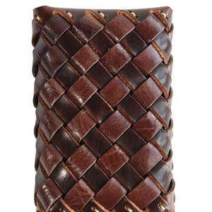 Vintage handwoven leather mini wallet, perfect men’s gift in genuine cowhide