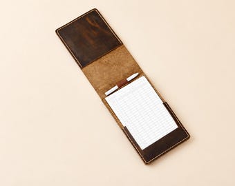 Leather Golf Scorecard Holder Personalized, Golf Yardage Book Cover, Custom Golf Gift for Dad, Handmade Golf Accessories