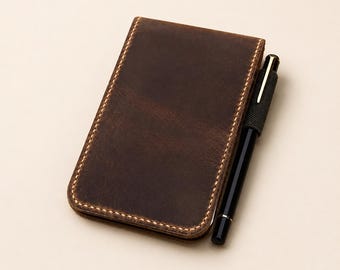 Personalized Leather Notebook Cover | Top Spiral Notepad Holder | Handmade EDC Field Notebook Cover | Rite in the Rain