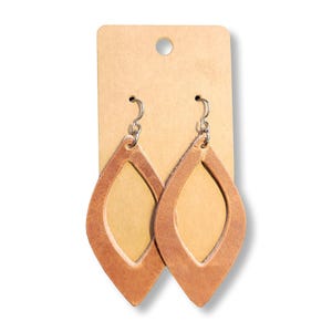Leaf Hoop Leather Earrings