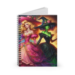 Glinda and Elphaba Spiral Notebook - Ruled Line, Perfect for Wicked Fans, Stationery Gift, Journal for Spell Journaling, Magical Artwork