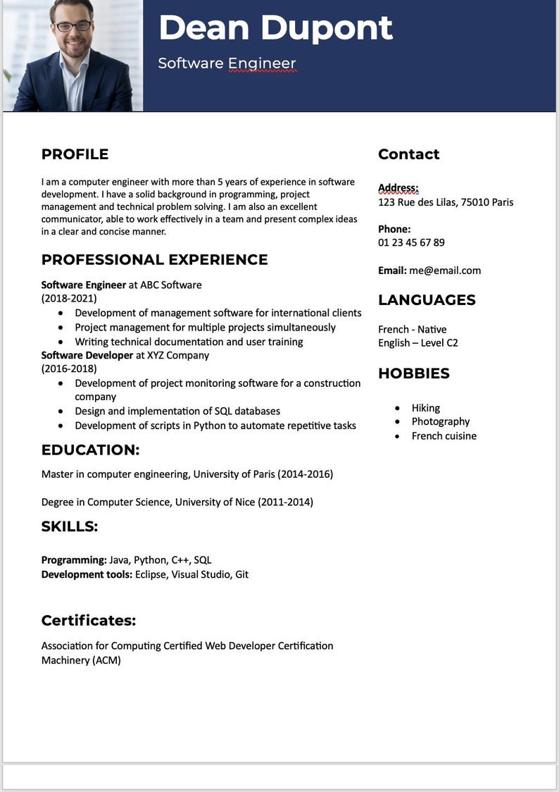 Customizable Resume Design Templates - Etsy