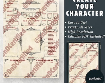 D&D 5e Character Sheet: Fillable RPG Sheet (Digital Download)