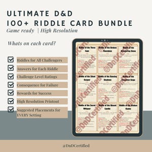 Mais de 100 Enigmas de D&D em PDF | Cartas de Enigmas e Quebra-cabeças para Imprimir para Mestres de Dungeon | Apostila Digital para Campanhas de D&D