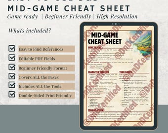 DnD Cheat Sheet: Beginner Character Creation & Gameplay (Printable PDF)
