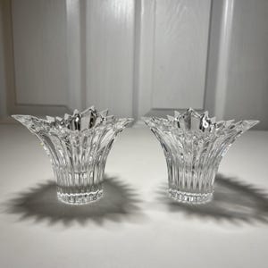 Mikasa Crystal Set of 2 Two Dante Starburst Candle Stick Votive Holders Germany