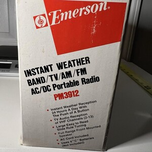 Receptor multibanda vintage de radio Emerson PM3912 para clima, TV, AM, FM, CA y CC imagen 2