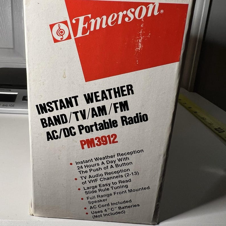 Receptor multibanda vintage de radio Emerson PM3912 para clima, TV, AM, FM, CA y CC imagen 2