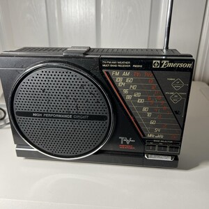 Receptor multibanda vintage de radio Emerson PM3912 para clima, TV, AM, FM, CA y CC imagen 3