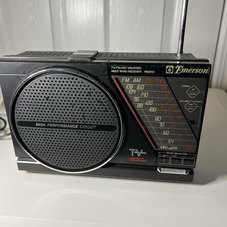 Receptor multibanda vintage de radio Emerson PM3912 para clima, TV, AM, FM, CA y CC imagen 3