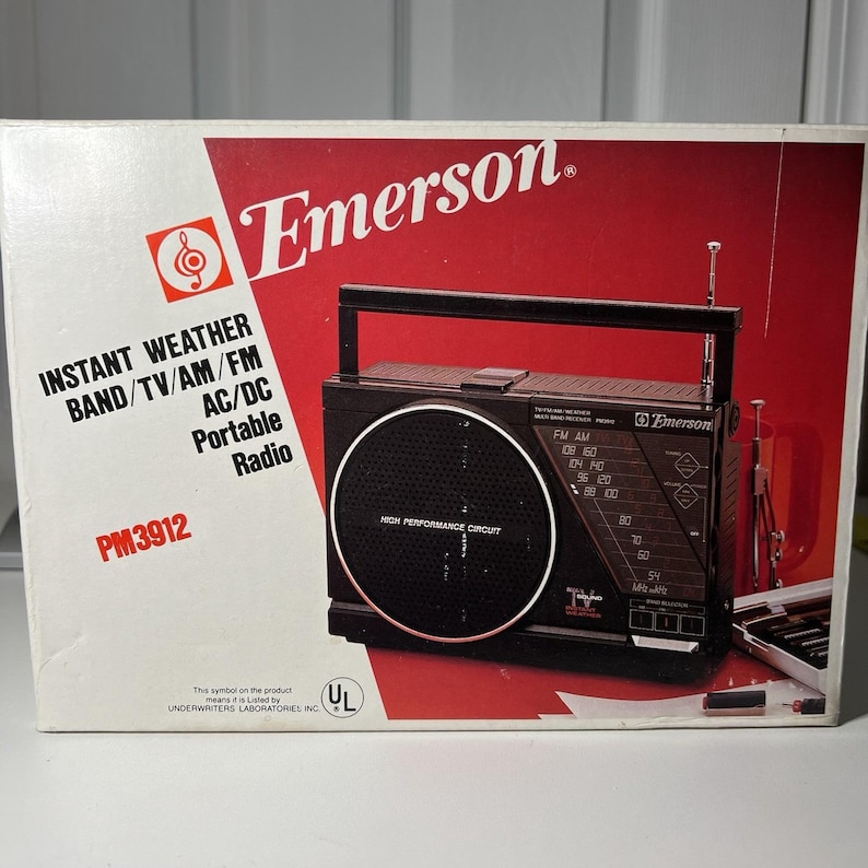 Receptor multibanda vintage de radio Emerson PM3912 para clima, TV, AM, FM, CA y CC imagen 1