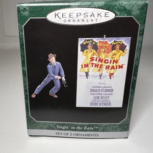 Keepsake Set of 2 Ornaments Singin&#39; in the Rain Gene Kelly Singing Hallmark