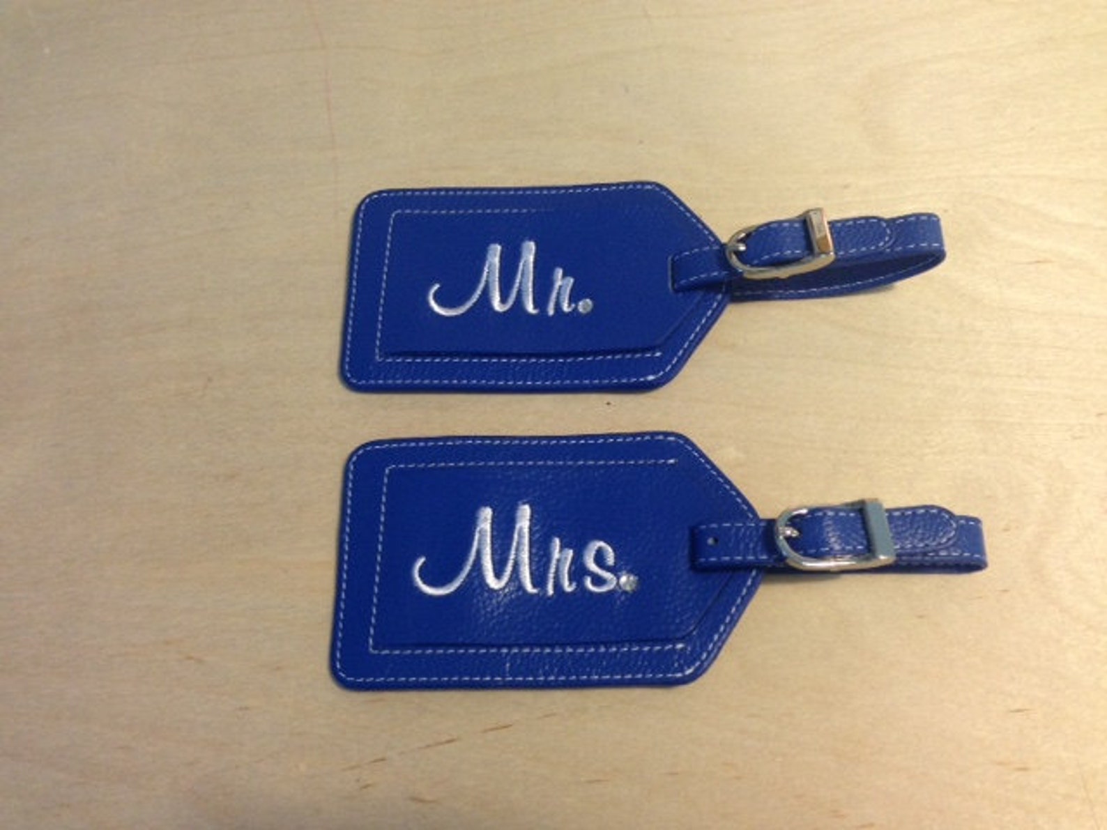 Two Personalized Leather Luggage Tags Mr and Mrs with a little Etsy