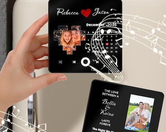 Customized Music Album Fridge Magnet – Playable Songs Customized Album Fridge Magnet For Music Lovers Couples Mom and Dad Anniversary Gift.