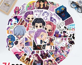 74 PCS Kpop Demon Hunters Stickers, Huntrx, Saja Boys Stickers, Korean Idol Movie, Kpop Fan Art, Gift for Huntrix Fan - 1 Pack.