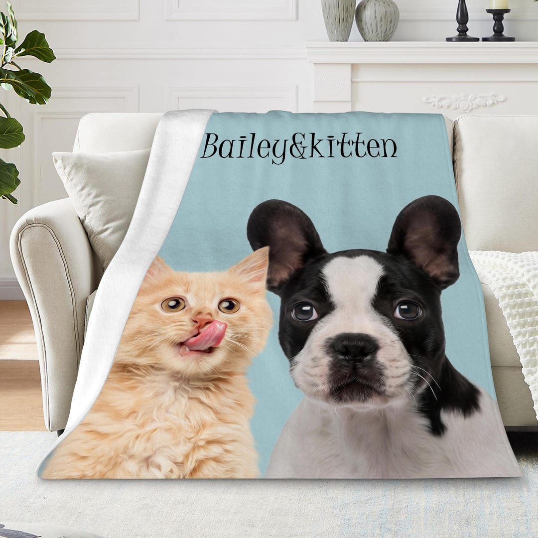 Personalized Dog Blanket With Name, Custom Pet Photo Blanket for Cat ...
