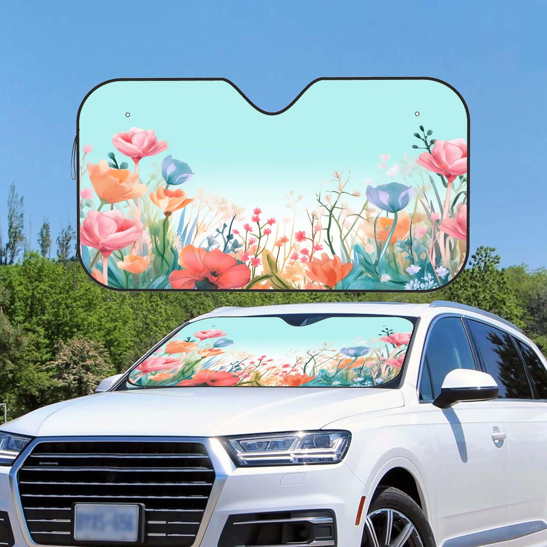 Custom Photo Sun Shade, Fresh Flowers Auto Sun Shade Windshield ...