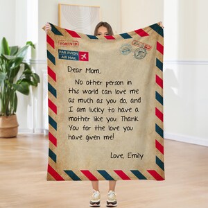 Manta con letras, regalo personalizado para mamá, manta escrita a mano, manta personalizada, regalo del día de la madre, regalo para esposa, madre, abuela.