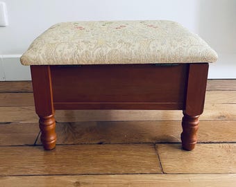 Foot stool with luxe tapestry fabric and hidden storage compartment- excellent condition