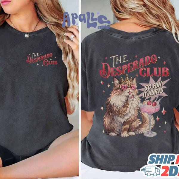 2-sided The Desperado Club Shirt, Vintage Sword Graphic Tee, So Fun It Hurts Aesthetic Top, Retro Dungeon Crawler Carl Shirt Gift For Reader