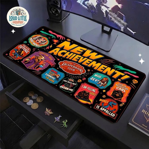 Dungeon Crawler Carl Desk Mat | DCC Gamer Mouse Pad | New Achievement Desk Mat | Princess Donut Fan Merch | Bookish Office Decor